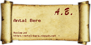 Antal Bere névjegykártya
